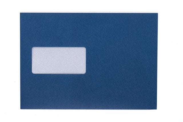 Enveloppes DIN C5 autocollantes avec fenêtre, impression bleu foncé