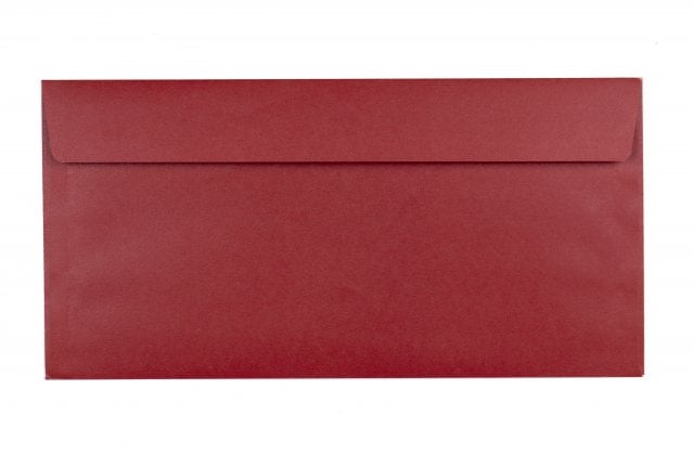 Enveloppes DIN long adhésives, impression rouge foncé