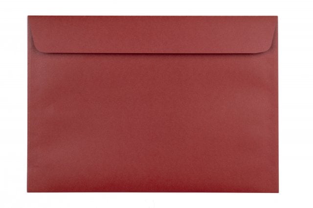 Enveloppes DIN C5 autocollantes, impression rouge foncé