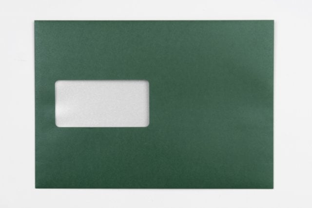 Enveloppes DIN C5 autocollantes avec fenêtre, impression vert foncé
