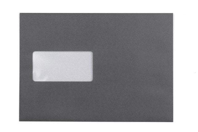 Enveloppes DIN C5 autocollantes avec fenêtre, impression gris foncé