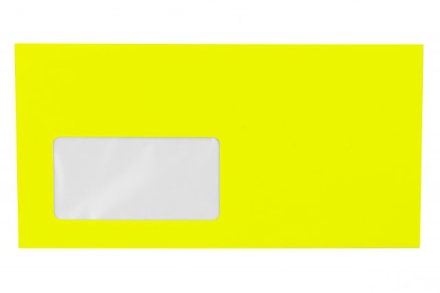Enveloppes DIN long avec fenêtre, jaune fluo