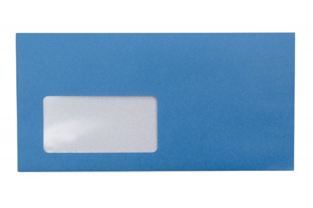 Enveloppes DIN long avec fenêtre, impression bleu