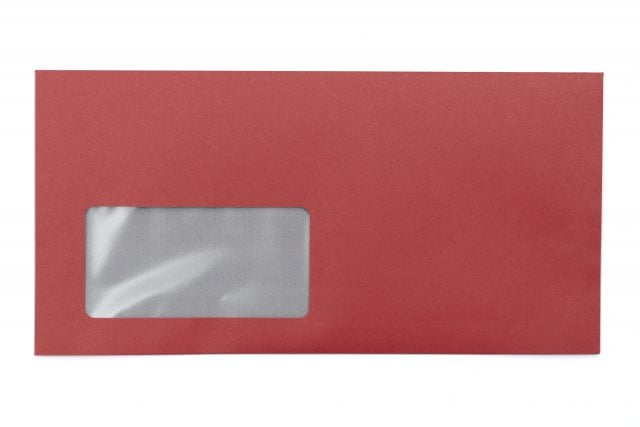 Enveloppes DIN Lang+ avec fenêtre, impression rouge