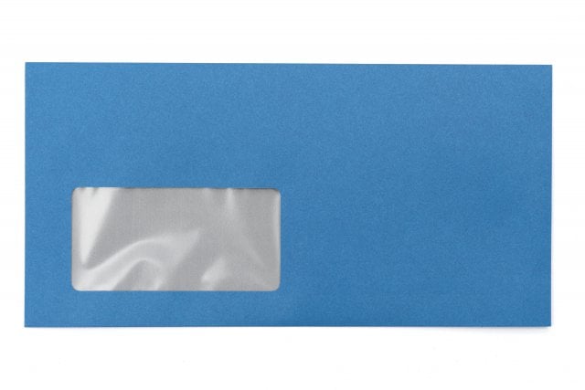 Enveloppes DIN Lang+ avec fenêtre, impression bleue