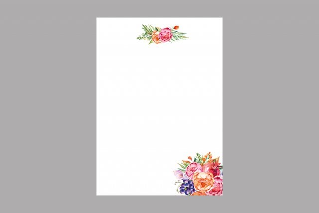 Papier à lettres A4, roses, 1 face
