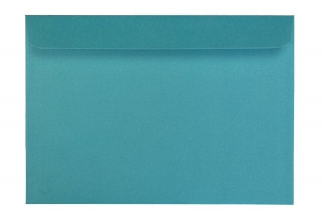 Enveloppes DIN C5 autocollantes, impression turquoise