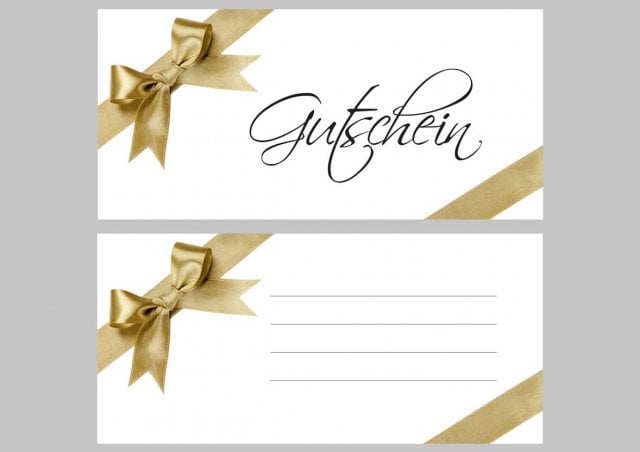Carte DIN Lang, blanche avec impression, bon d'achat