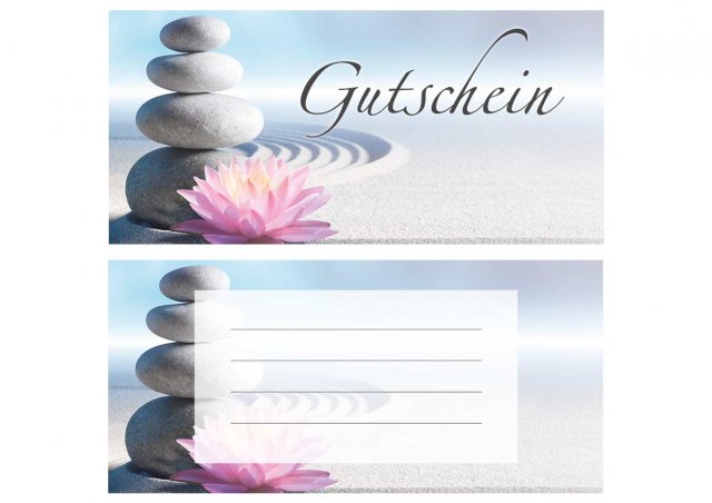 Carte DIN Longue, Impression Wellness Bleu, Bon cadeau