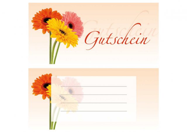 Carte DIN Lang, impression fleurs, bon