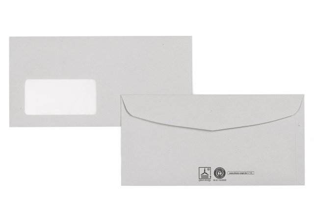Enveloppes DIN Lang+, Gris recyclé avec fenêtre