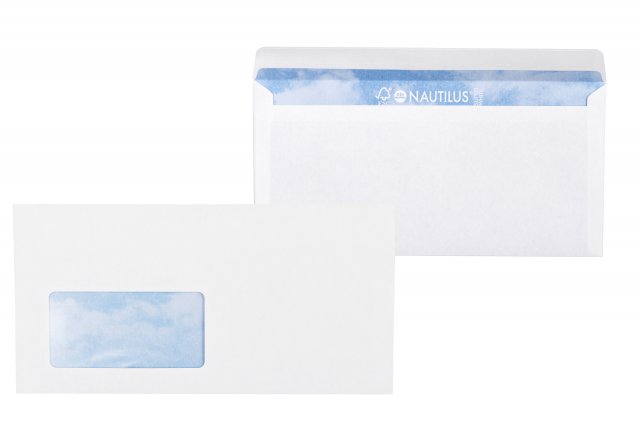 Enveloppes DIN Longues autocollantes, recyclées blanches avec fenêtre