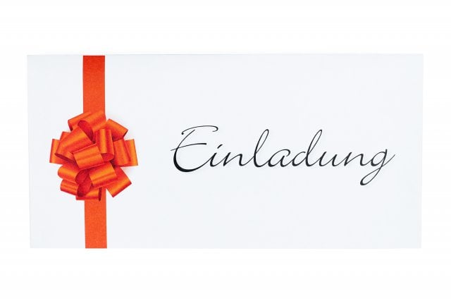 Enveloppes DIN Longues, Blanches avec Impression, Invitation Boucle Rouge