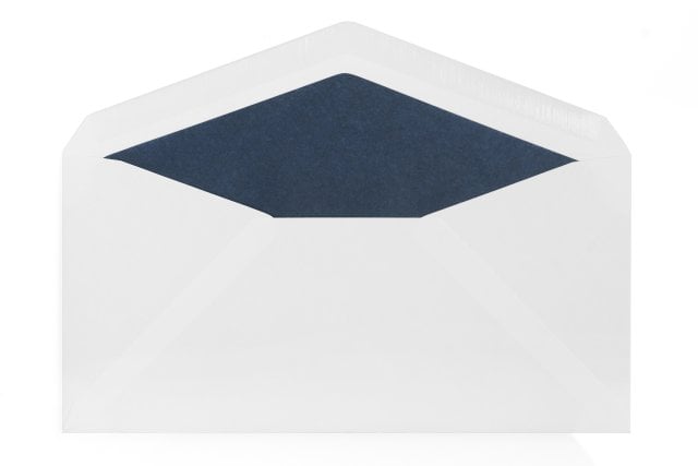 Enveloppes DIN long, Blanc avec doublure intérieure bleu foncé