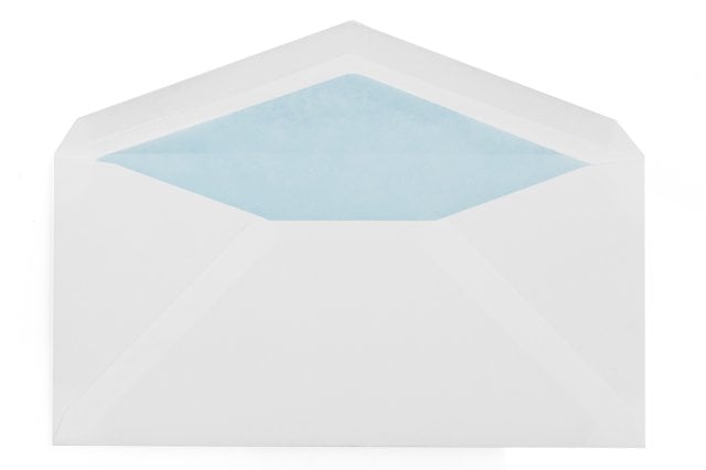 Enveloppes DIN long, Blanc avec doublure intérieure bleu clair