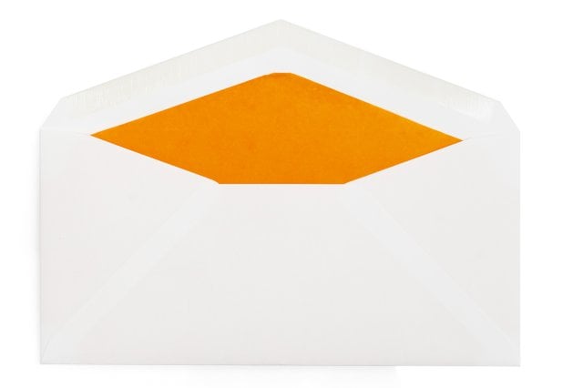 Enveloppes DIN long, Blanc avec intérieur orange