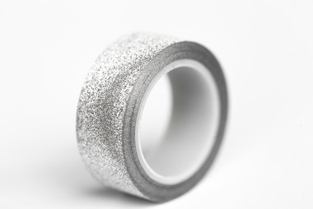 Ruban adhésif pailleté argent, 9m de long, 15mm de large