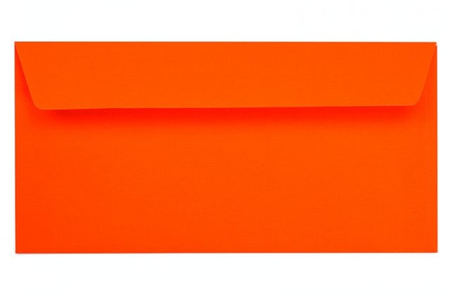 Enveloppes DIN Longues autocollantes, Rouge fluo