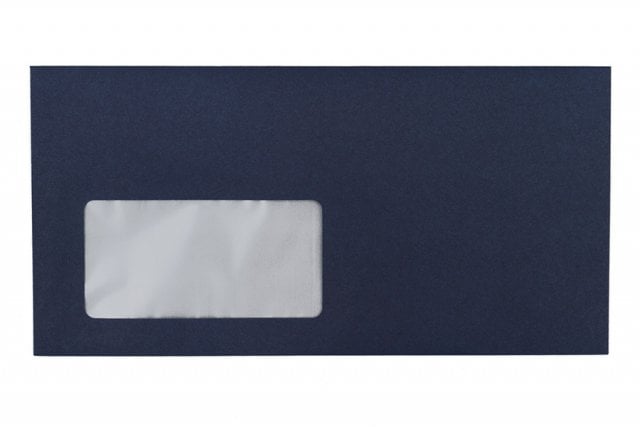 Enveloppes DIN long avec fenêtre, impression bleu foncé