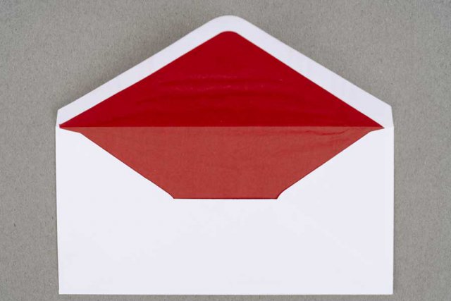 Enveloppes DIN long, Blanc avec intérieur rouge