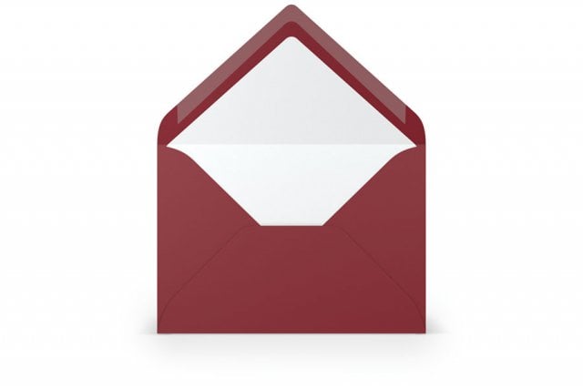 Enveloppes DIN B6, doublées rouge foncé