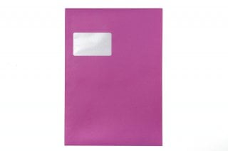 Enveloppes DIN C4 autocollantes avec fenêtre, impression Pink