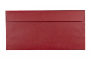 Enveloppes DIN long adhésives, impression rouge foncé