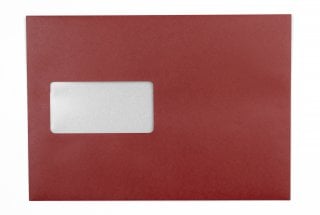 Enveloppes DIN C5 autocollantes avec fenêtre, impression rouge foncé