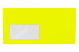 Enveloppes DIN long avec fenêtre, jaune fluo