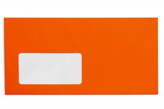 Enveloppes DIN long avec fenêtre, rouge fluo