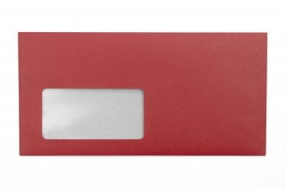 Enveloppes DIN long avec fenêtre, impression rouge