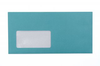Enveloppes DIN long avec fenêtre, impression turquoise