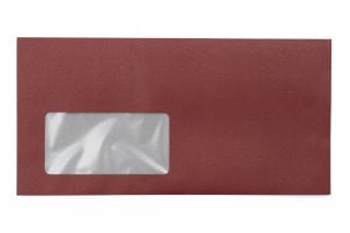 Enveloppes DIN Lang+ avec fenêtre, impression rouge foncé