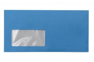 Enveloppes DIN Lang+ avec fenêtre, impression bleue