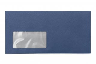 Enveloppes DIN Lang+ avec fenêtre, impression bleu foncé