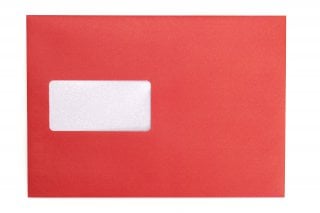 Enveloppes DIN C5 autocollantes avec fenêtre, impression rouge