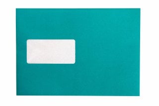 Enveloppes DIN C5 autocollantes avec fenêtre, impression turquoise