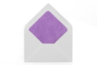 Enveloppes DIN C6, blanches avec doublure intérieure violette
