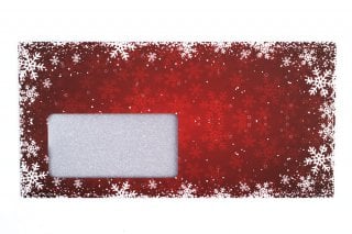Enveloppes DIN long avec fenêtre, impression rouge, Noël neige