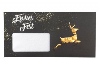 Enveloppes DIN long avec fenêtre, impression Gris foncé, Noël Renne