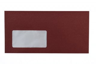Enveloppes DIN long avec fenêtre, impression rouge foncé