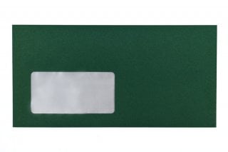 Enveloppes DIN long avec fenêtre, impression vert foncé