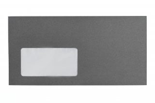 Enveloppes DIN long avec fenêtre, impression gris foncé