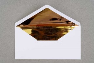 Enveloppes DIN long, Blanc avec intérieur doré
