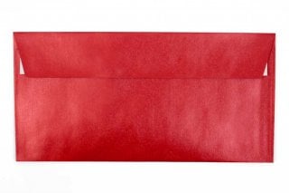 Enveloppes DIN long adhésives, rouge nacré