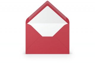 Enveloppes DIN B6, doublées de rouge